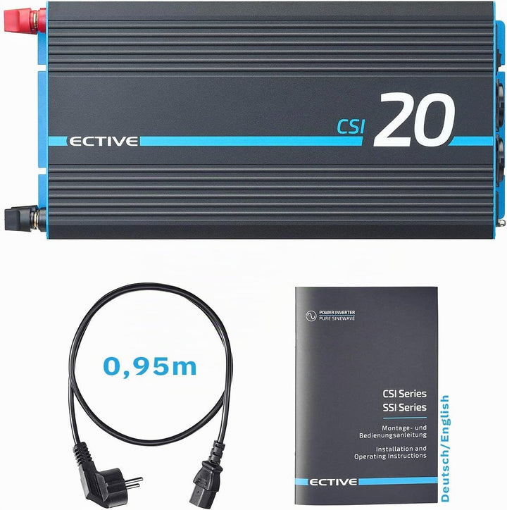 ECTIVE Reiner Sinus Wechselrichter CSI 20-2000W, 24V auf 230V, USB, USV Funktion, Überhitzungsschutz