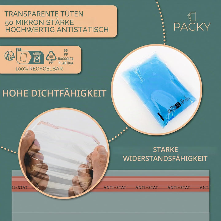 PACKY - Cellophantüten Selbstklebend - Zellophantüten Klein Oder Gross - Folienbeutel Selbstklebend