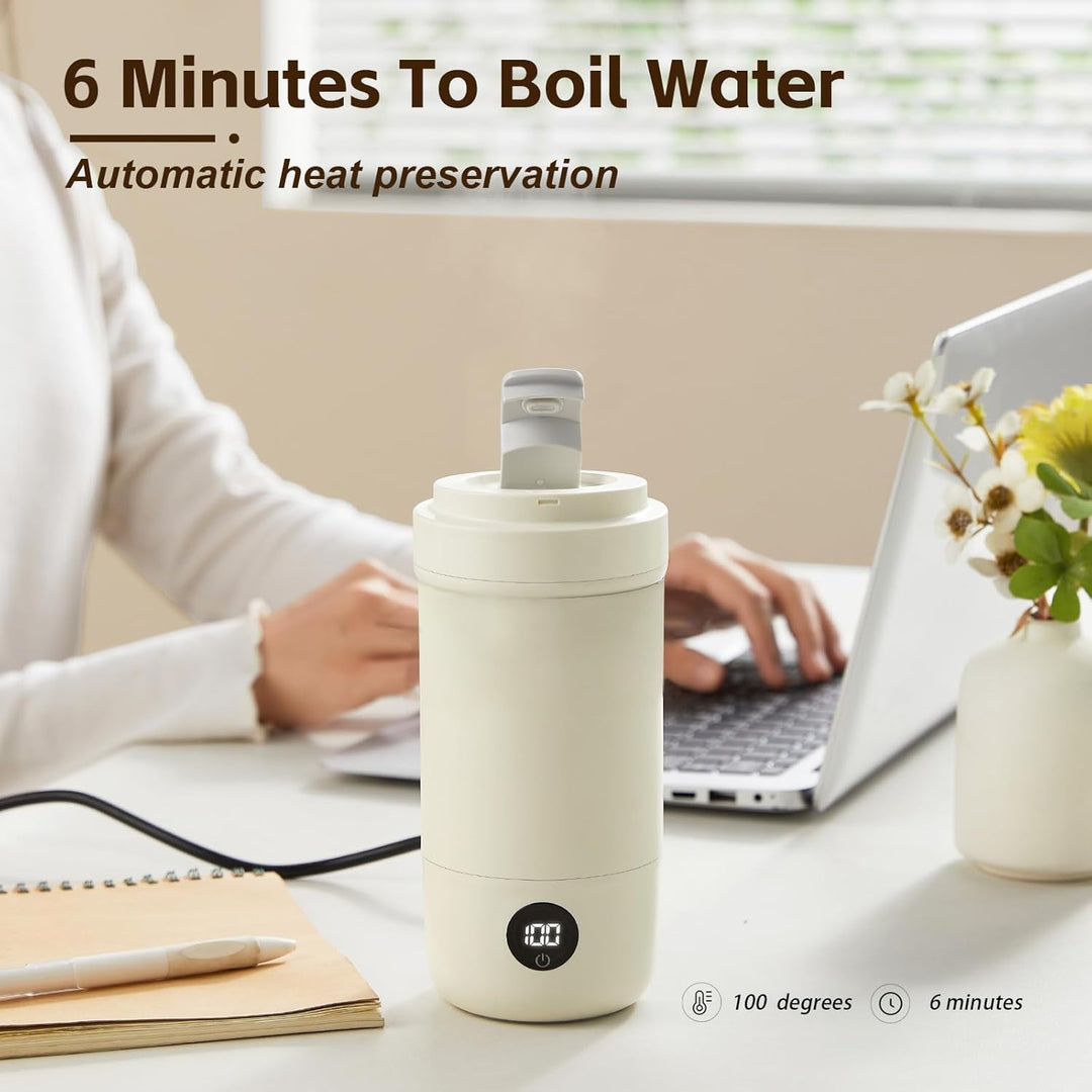 400ml Reise Wasserkocher mit Heiss-/Kalt-Milchschäumer, 3 Mix-Stufen, 6-Temperaturstufen, Touchsteue