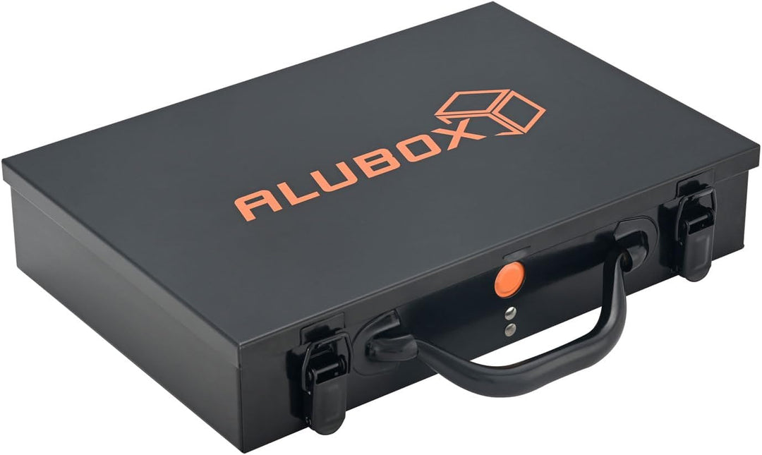 ALUBOX Sortimentsbox Kleinteilekoffer Stahlblech pulverbeschichtet mit 12 Einsatzkästen - 33,5 x 23
