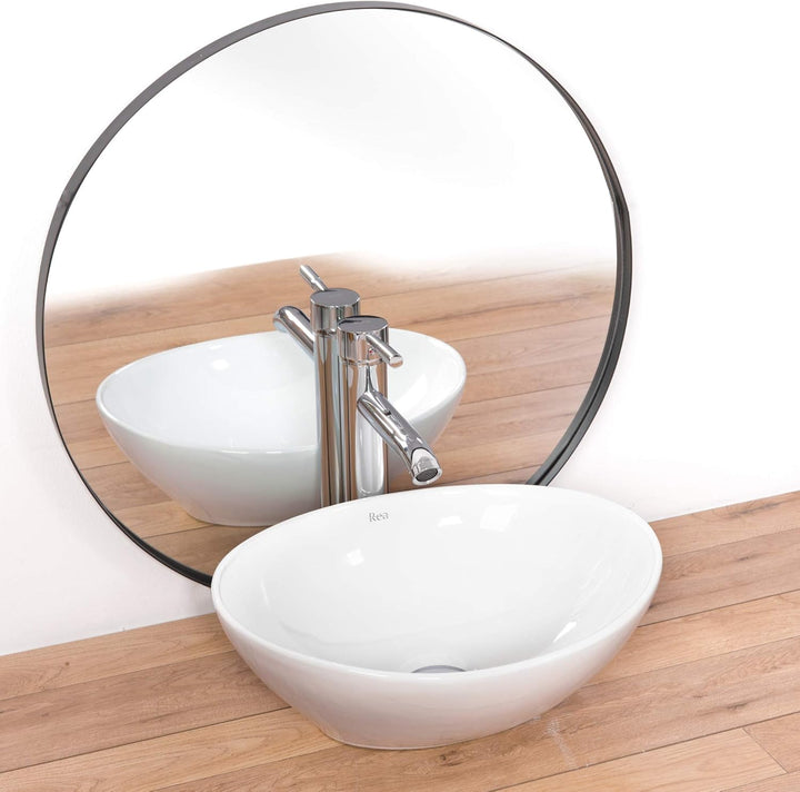 VBChome Waschbecken 40 x 33 klein Keramik Oval Waschtisch Handwaschbecken AUFSATZWASCHBECKEN WASCHSC