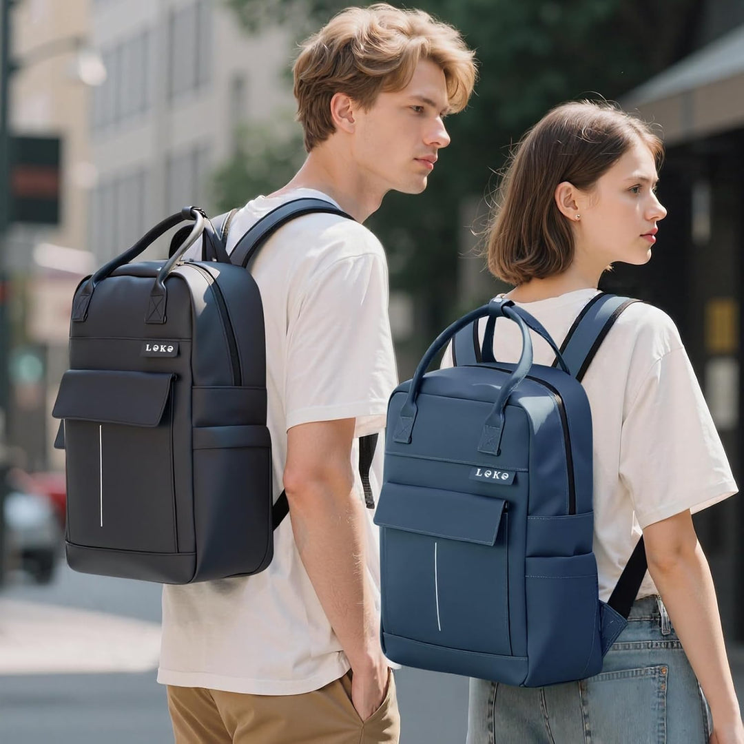 Rucksack Wasserdicht Damen Herren, 15,6 Zoll Leder Laptop Schulrucksack mit Laptopfach, Gross Reiser