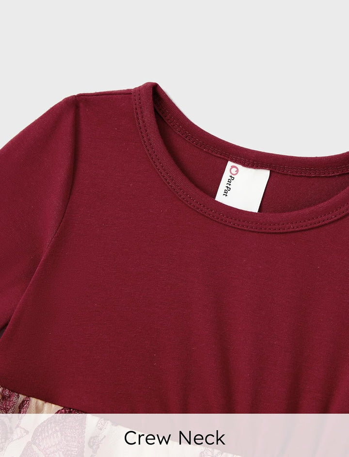 PATPAT Familien Outfit Set Langarm - Partnerlook Mutter Tochter Kleid Langarm T-Shirt & Mutter Kind