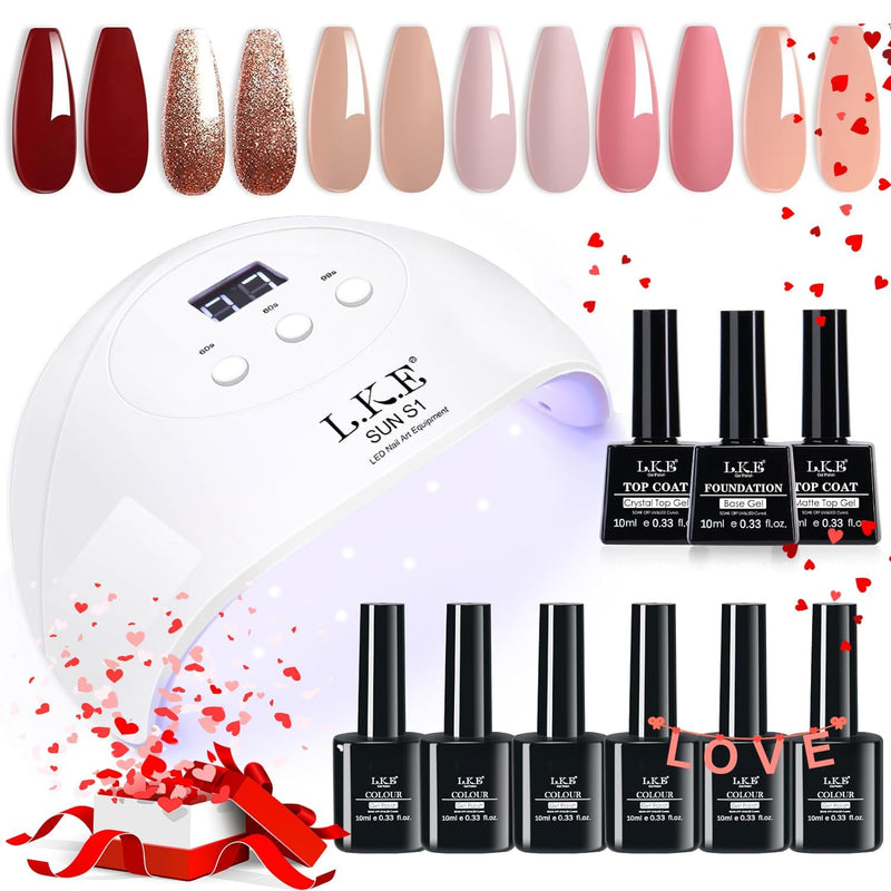 LKE Gel Set Starterset mit 72W UV LED lampe, 6 Farben Gel Nagellack Set mit Lampe Starter Kit, Klass