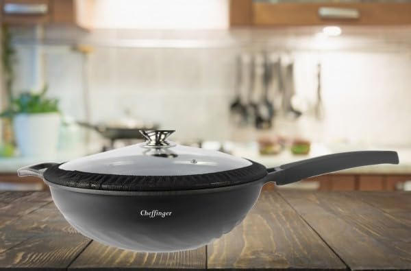 WOK Wokpfanne Pfanne mit Glasdeckel Induktion Ø 32 cm CF-DW32