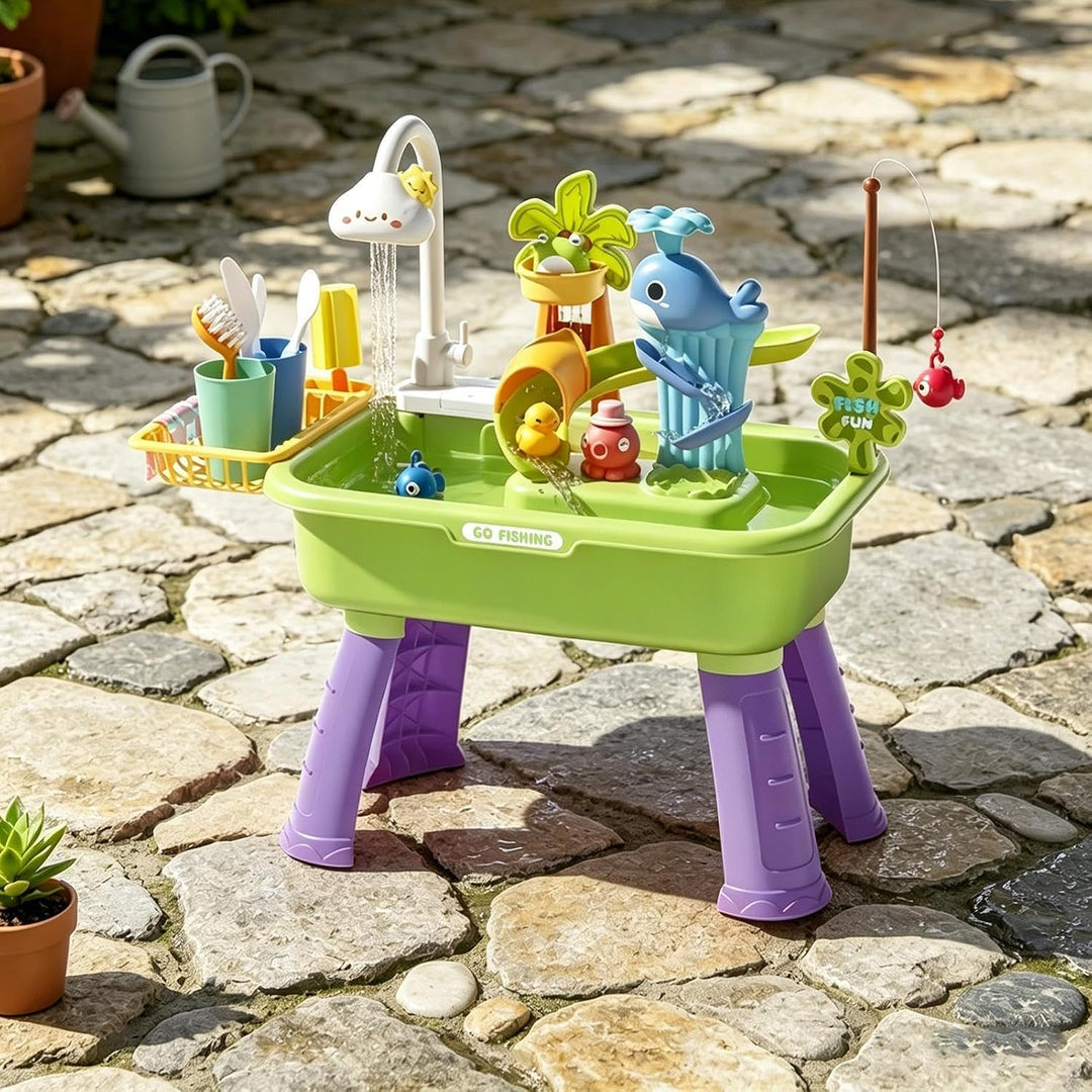 Wasserspieltisch Kinder Mit Wasserpumpe, 54x29x53 cm Grosser Wassertisch Für Kinder Mit Zubehör, Sho