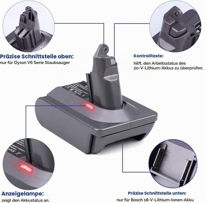 EIN18V6 Für Dyson V6 Batterie-Ersatzadapter für Einhell PXC 18V Akku Konverter für Dyson V6 SV03 SV0