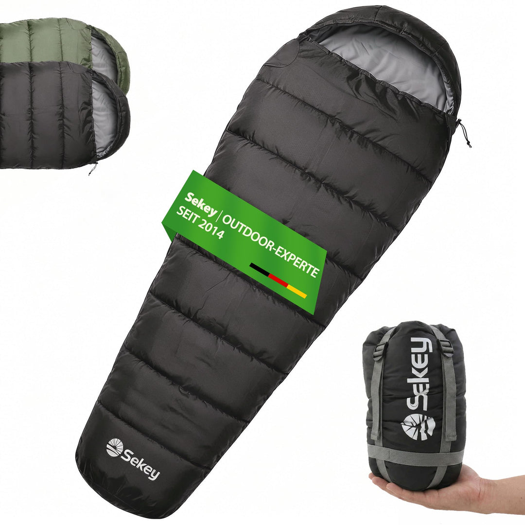 Sekey Schlafsack Erwachsene, Mumienschlafsack mit Anti-Klemm-Reissverschluss, Wasserabweisend & Reis