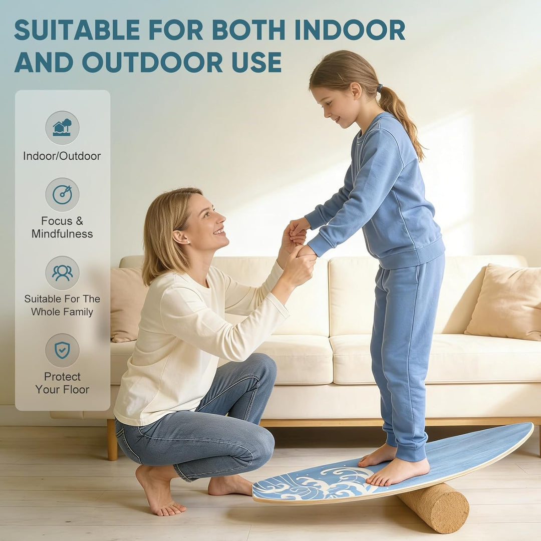 Surf Balance Board Trainer, Balanceboards Holz für Erwachsene Surf Core-Training, Fitness, Indoor Su