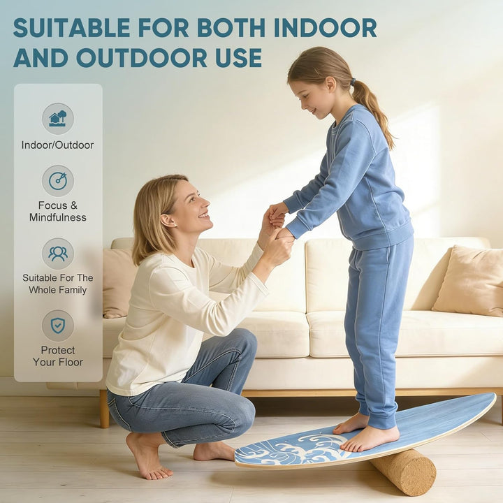 Surf Balance Board Trainer, Balanceboards Holz für Erwachsene Surf Core-Training, Fitness, Indoor Su