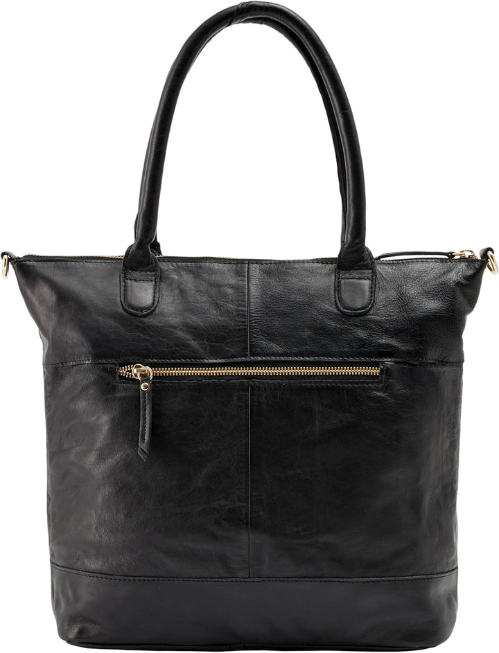 Gusti Shopper Leder - Mia Handtasche Damen Arbeitstasche Schwarz, Schwarz