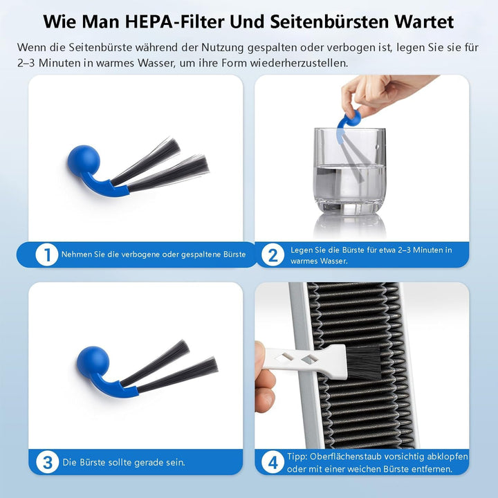 21 Stück Zubehörset Kompatibel für ECOVACS DEEBOT T80 OMNI Saugroboter, 2 Gummi-Hauptbürste, 4 Filte