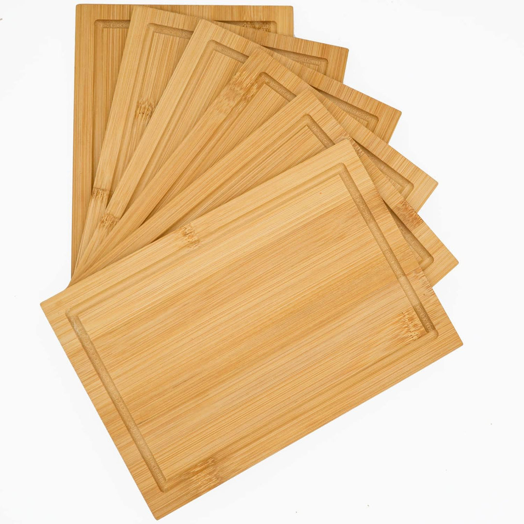 DuneDesign Frühstücksbrettchen Holz 6er Set - Bambus Holzbrett 22x15cm für Küche & Frühstück - stabi
