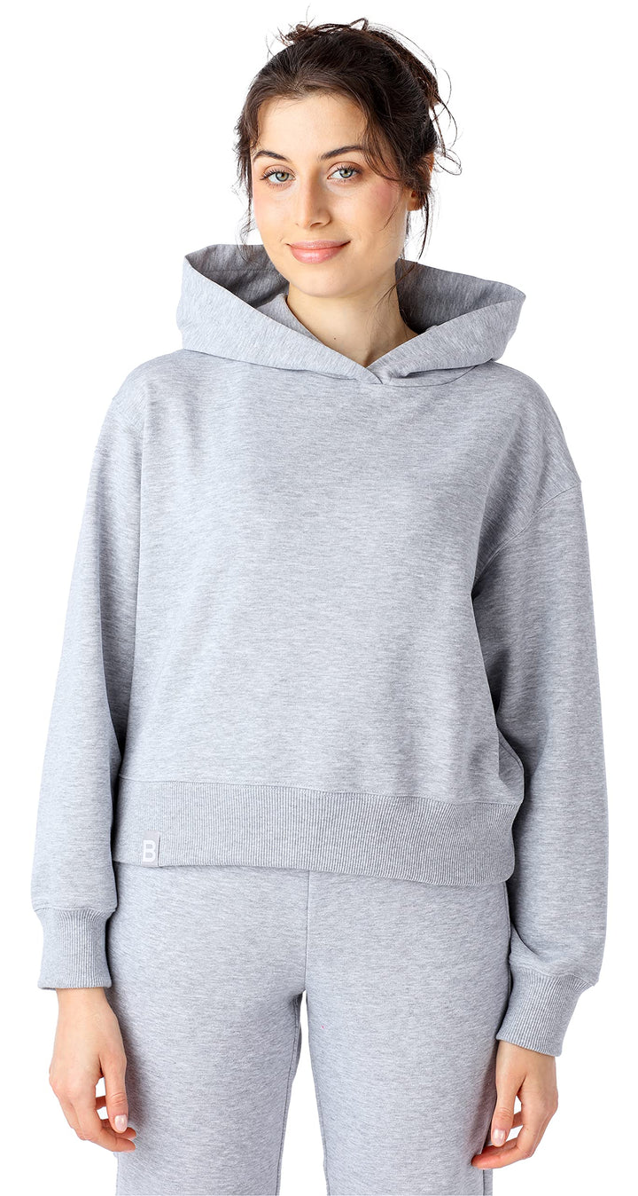 Bellivalini Kapuzenpullover kurz Damen Sportanzug Oberteil Jogging Pullover BLV208 XS Melange, XS Me