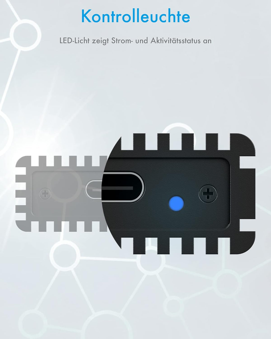 ICY BOX M.2 NVMe SSD Gehäuse, USB-C 3.1 Anschluss (Gen2, 10 Gbit/s), PCIe M-Key, Aluminium, schwarz