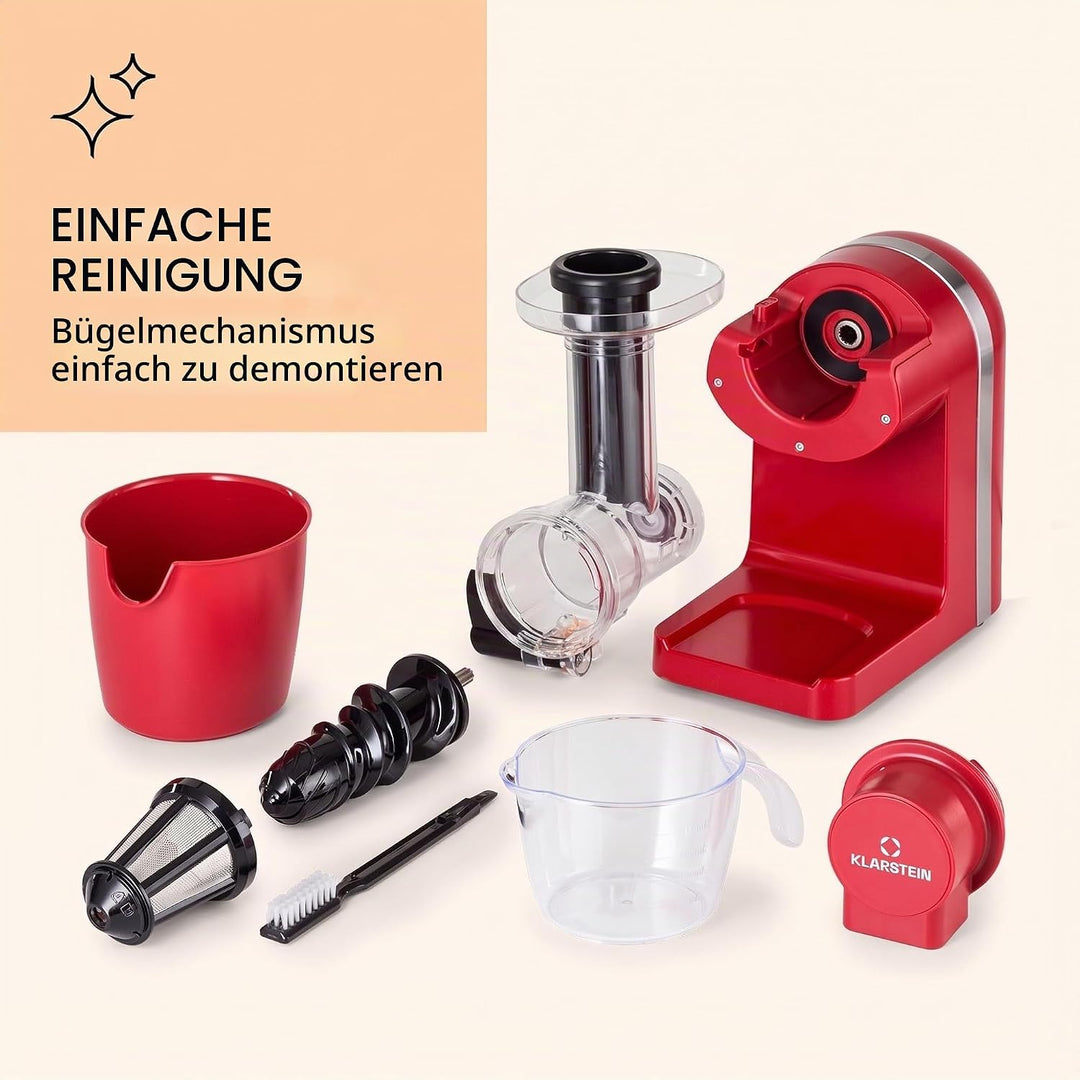Klarstein Bella Elegance Saftpresse 200 W, Entsafter mit 400 ml, BPA-frei, rutschfester Standfuss, m