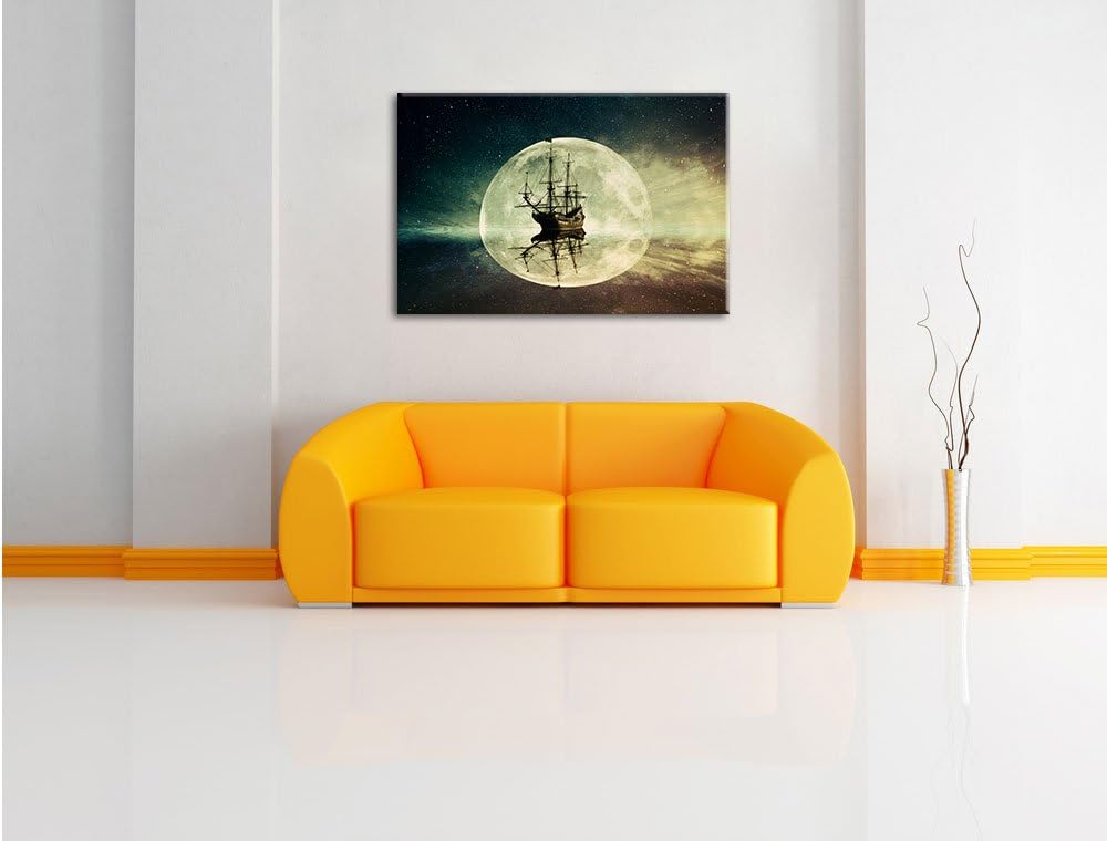 Geisterschiff im Weltall, Format: 100x70 auf Leinwand, XXL riesige Bilder fertig gerahmt mit Keilrah