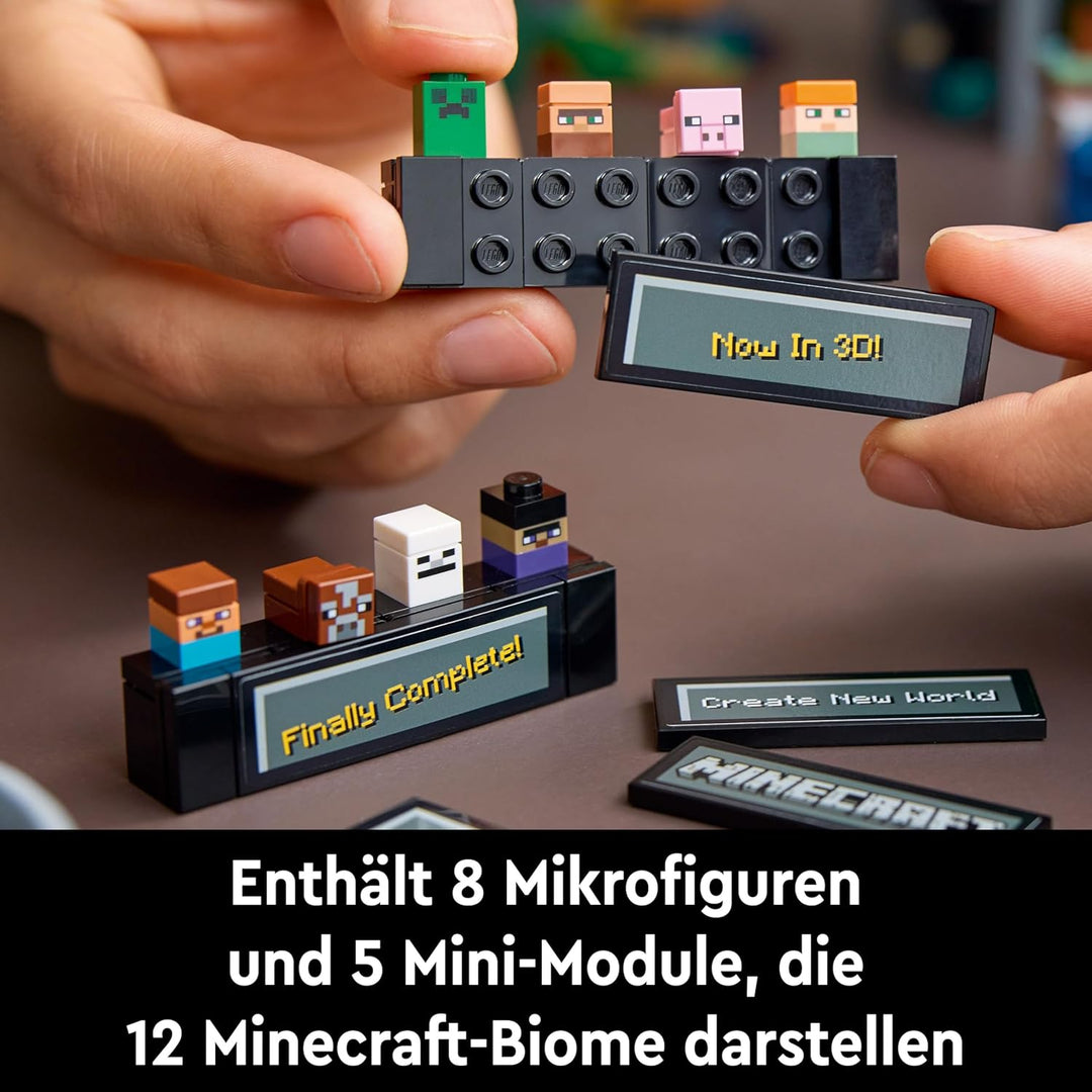 LEGO Minecraft Die Werkbank Bauset, Videospiel-Set mit 8 Figuren, darunter Steve, Alex, Kreaturen un