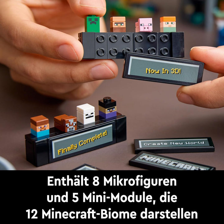 LEGO Minecraft Die Werkbank Bauset, Videospiel-Set mit 8 Figuren, darunter Steve, Alex, Kreaturen un