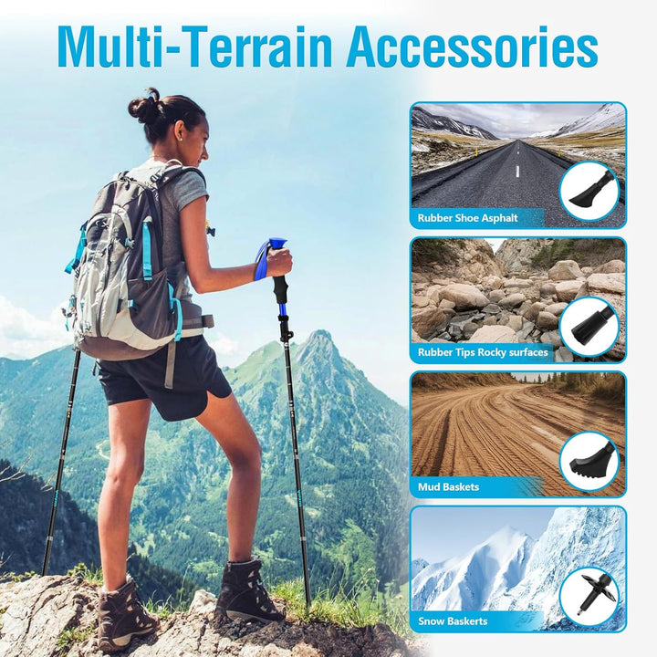 Anykuu Wanderstöcke 2PCS Verstellbar 110-130cm Walking Stöcke 7075 Aluminium Ultraleichte Trekkingst