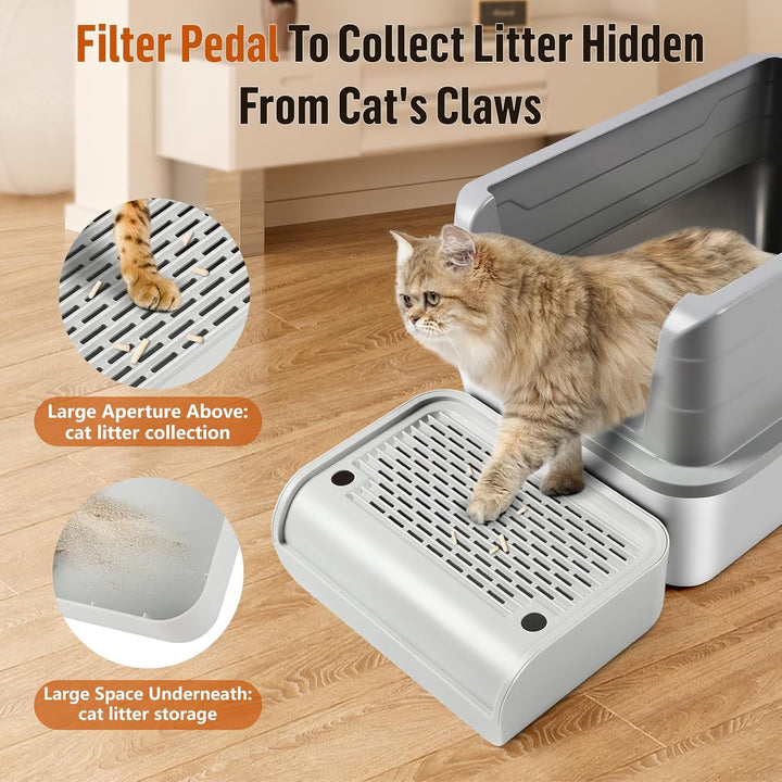 Katzentoilette, Katzenrampe/Treppe/Katzenfänger mit Filterfunktion, leicht zu reinigen, Filterpedal