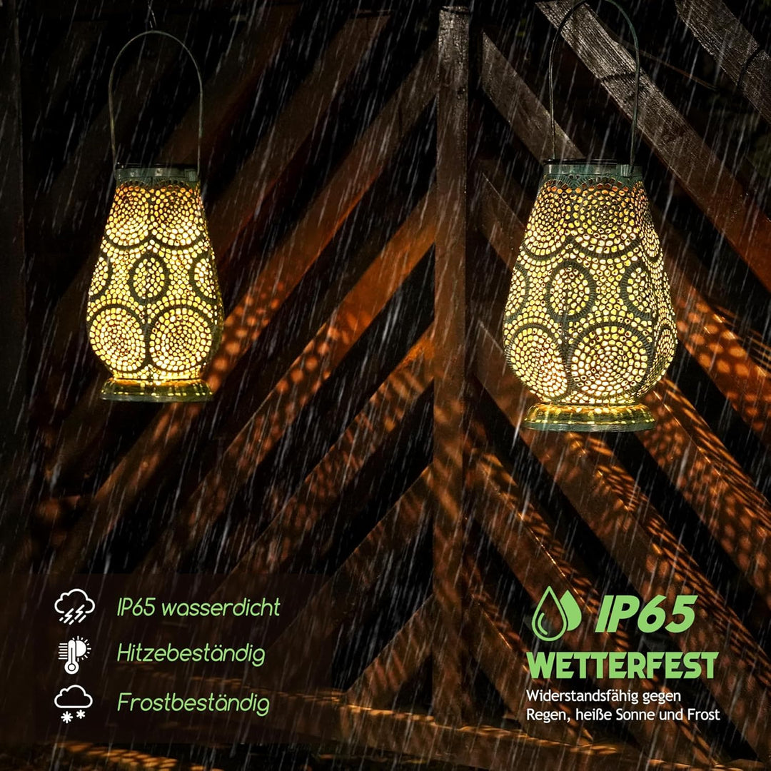 JOYCREATOR Solarlaterne für Aussen, LED Metall Solar Laternen für Draussen Wasserdicht IP65, Solarla