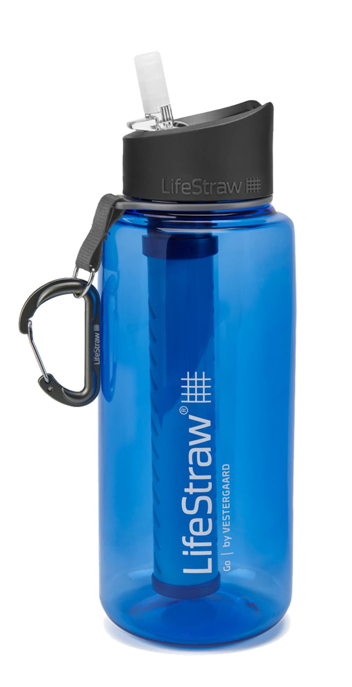 LifeStraw Go Wasserflasche mit Wasserfilter für Reisen, Wandern Blau 1 l., Blau 1 l.