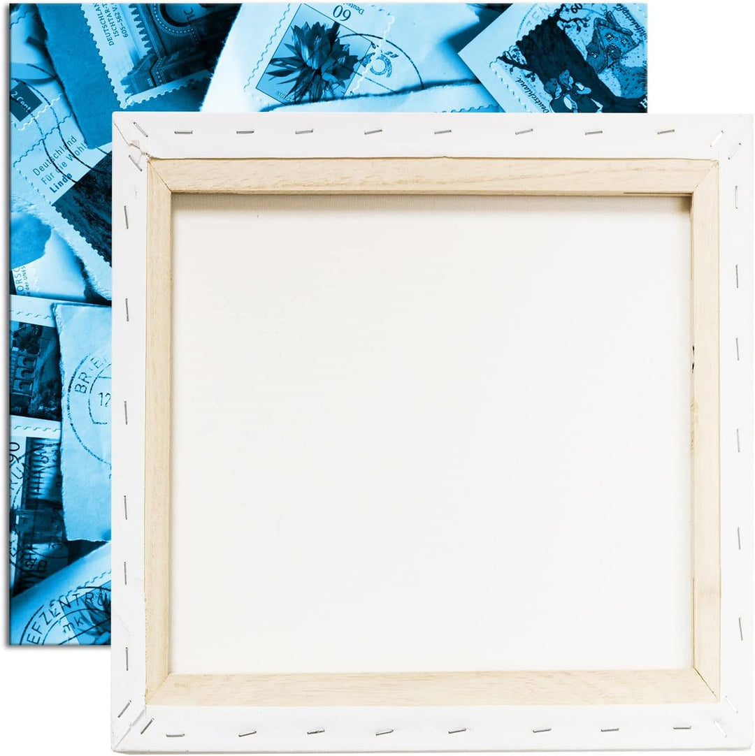 deyoli grosse Sammlung an Briefmarken Format: 70x70 Effekt: Monocrome Blau als Leinwandbild, Motiv f