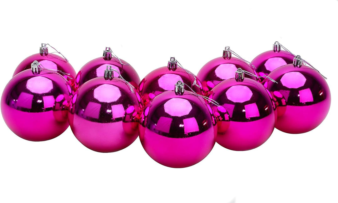 Toyland® 10 extra grosse Christbaumkugeln in 100 mm Farbe - Christbaumschmuck (Pink) Rosa, Rosa