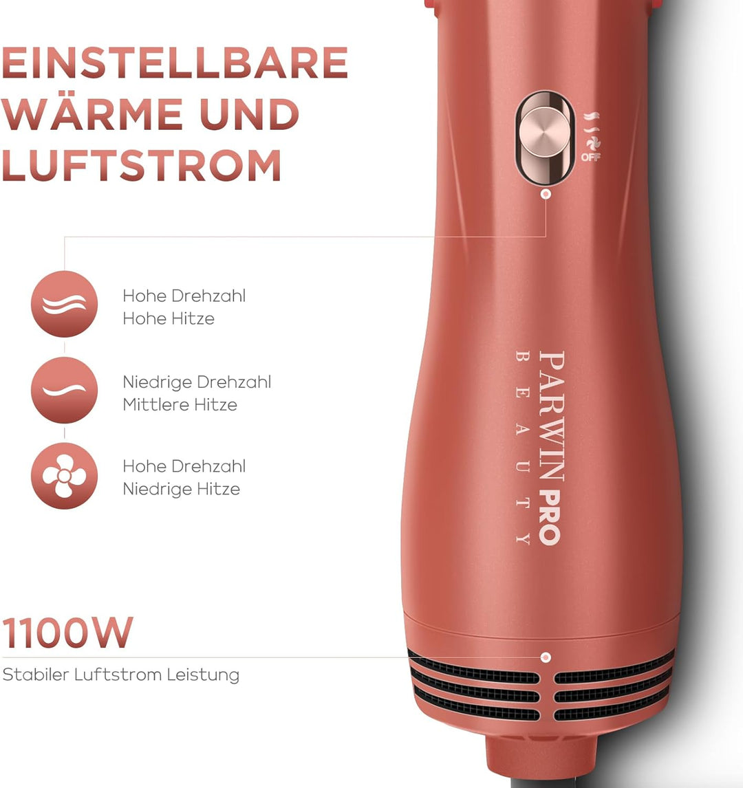 5 IN 1 Haartrockner Warmluftbürste Set, PARWIN PRO BEAUTY Multi-Styler Set Föhnbürste mit 5 Aufsätze