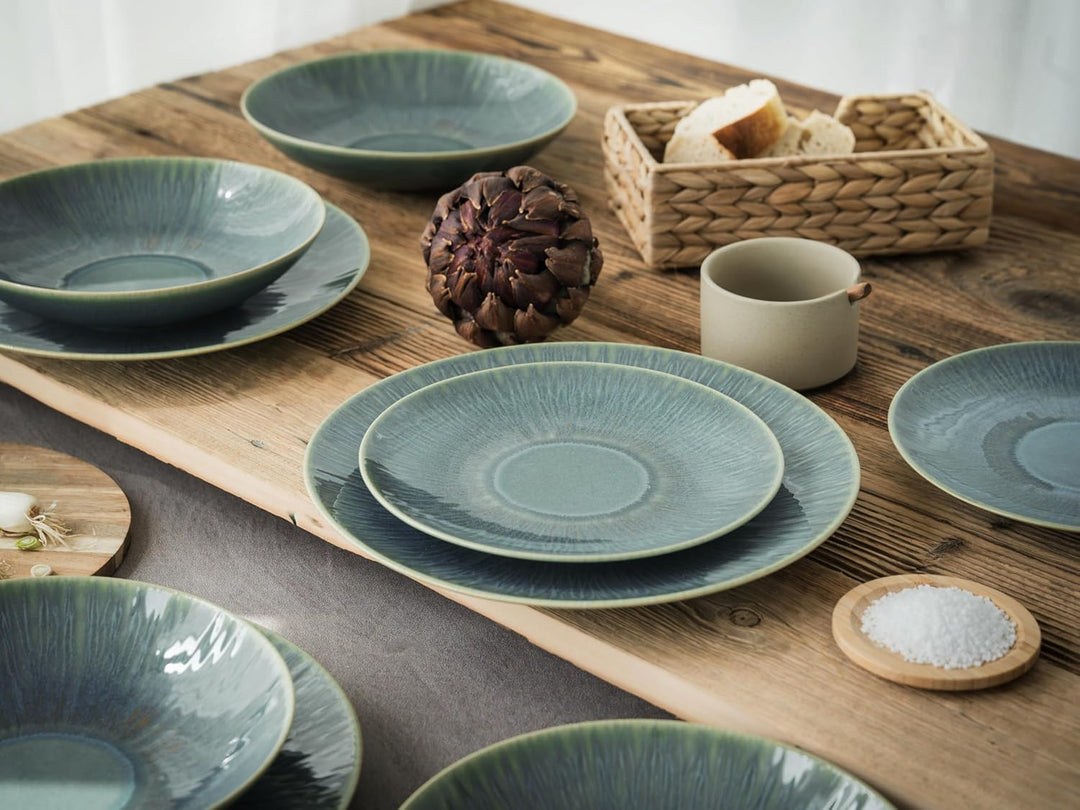 CreaTable, 10688, Serie Sea Breeze Green, Geschirrset, Teller Set 18 teilig Teller Set Grün, Teller