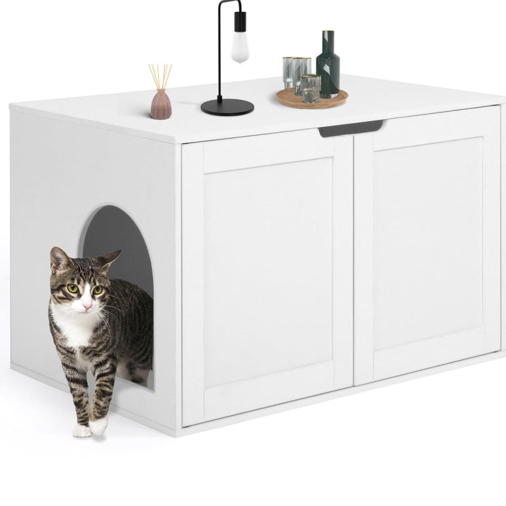 IDMarket - Katzenklo - Versteck mit Doppeltüren weiss