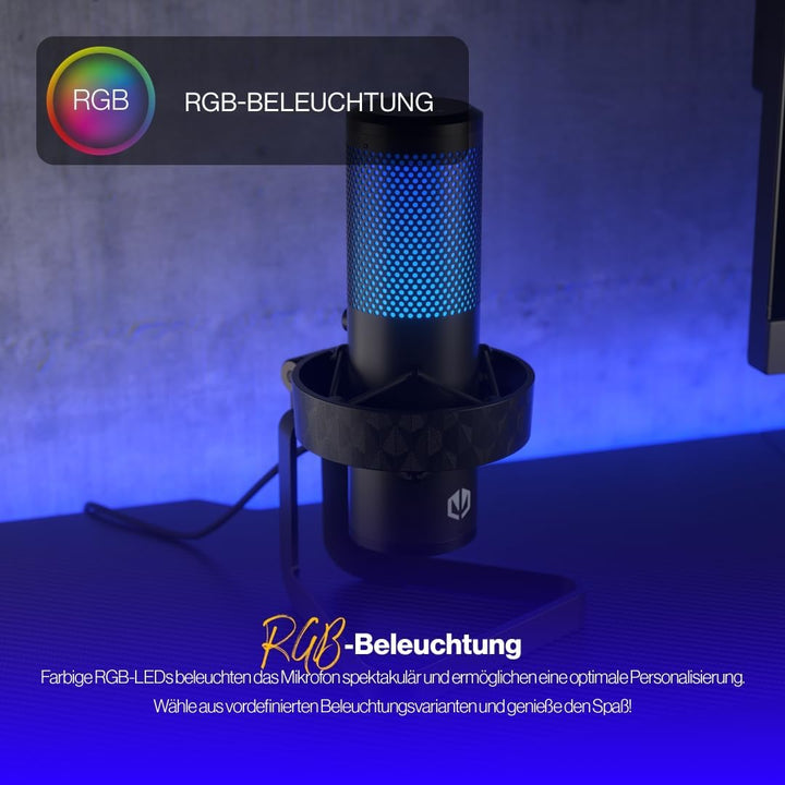ENDORFY AXIS Streaming, hochwertiges Mikrofon mit Kugelcharakteristik, RGB-Hintergrundbeleuchtung |