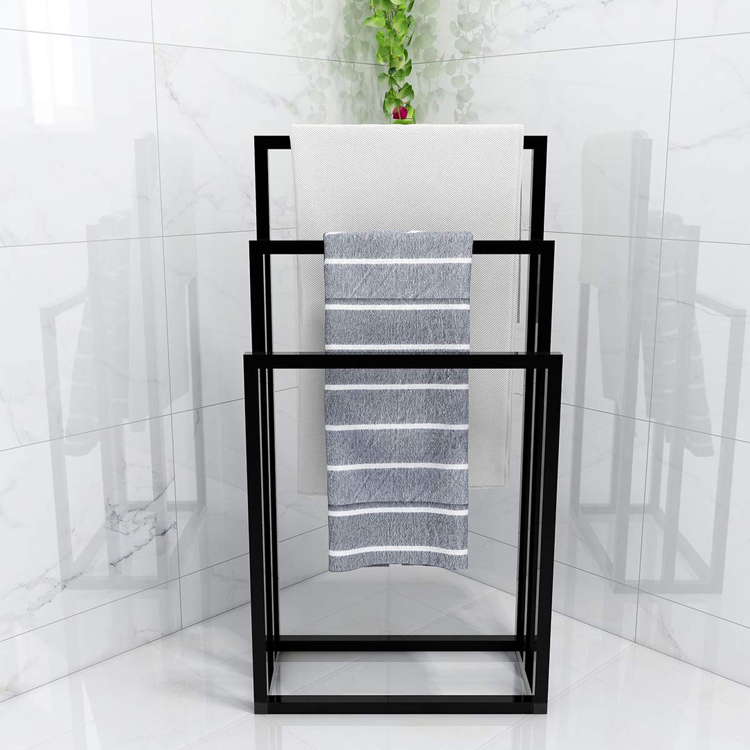 Towel Rack Metall Handtuchregal, 3 Stangen, Multifunktionaler Stehbügel freistehendes Trockenregal,
