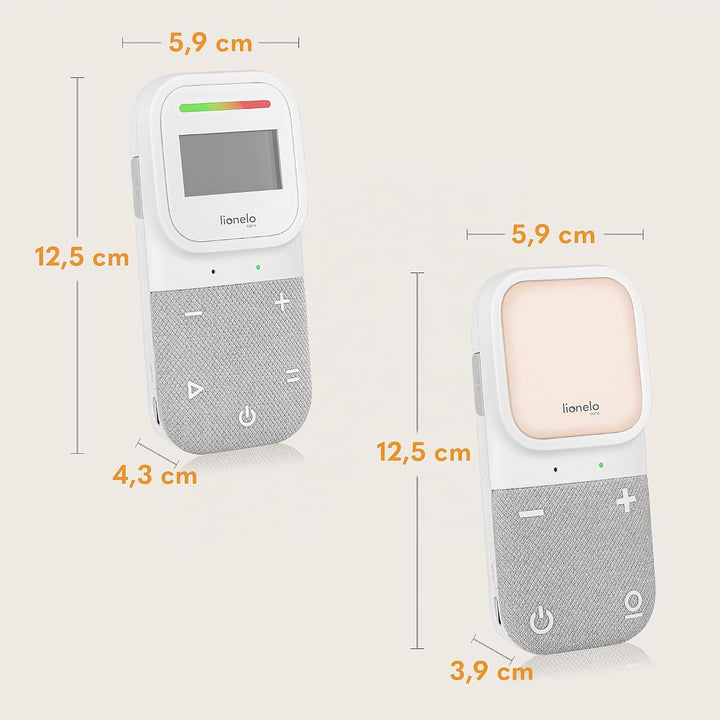 Lionelo Babyline 2.3 Audio-Babyphone mit Nachtlicht, Reichweite bis zu 400 m, LCD-Display, Gegenspre