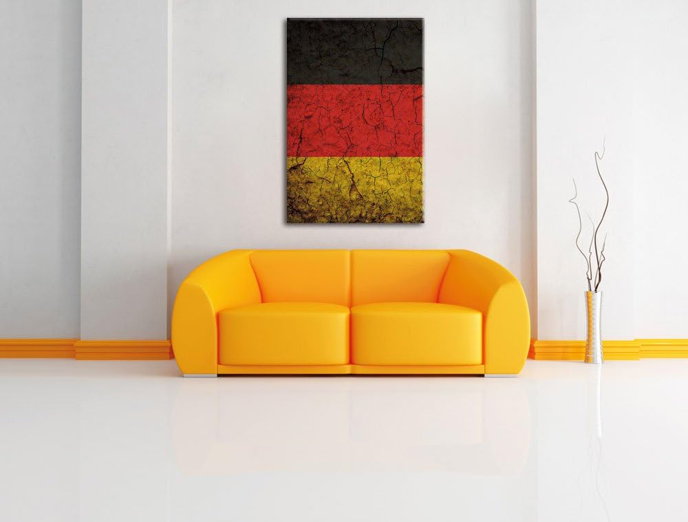 Deutschlandfahne, Format: 100x70 auf Leinwand, XXL riesige Bilder fertig gerahmt mit Keilrahmen, Kun