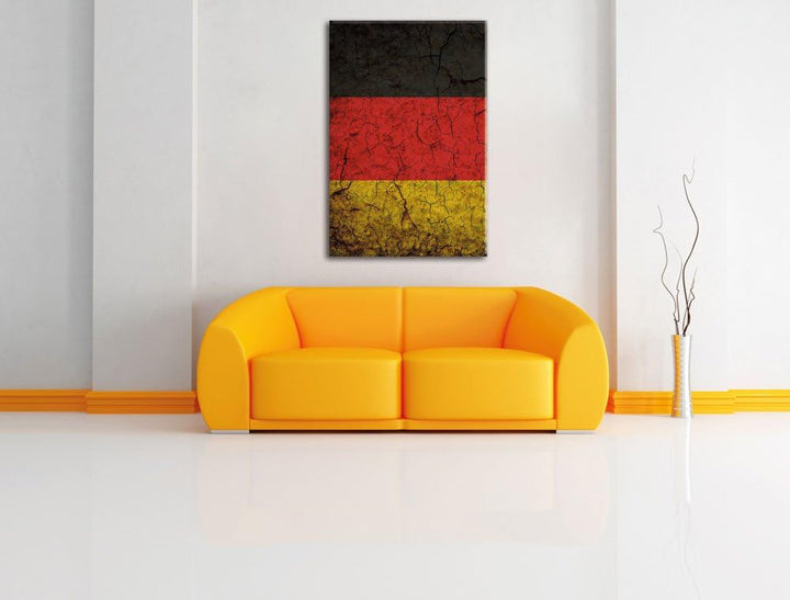 Deutschlandfahne, Format: 100x70 auf Leinwand, XXL riesige Bilder fertig gerahmt mit Keilrahmen, Kun