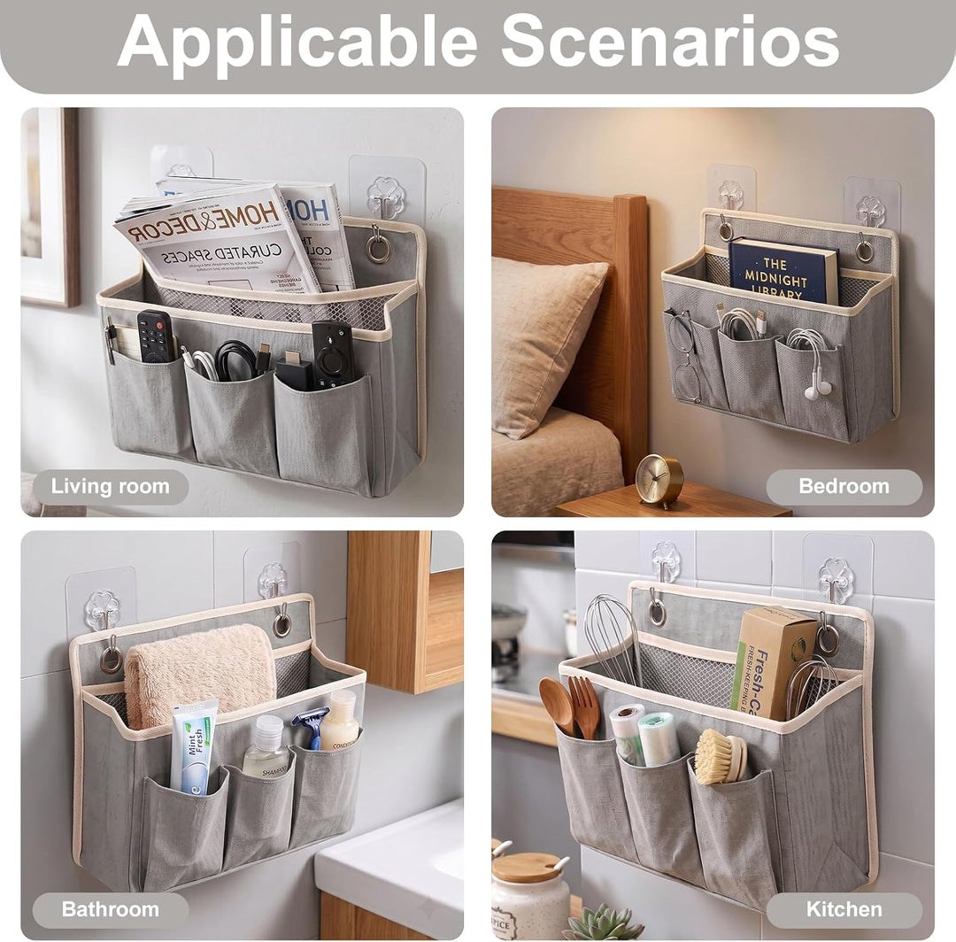 2 Stück Hängeorganizer Wand Organizer mit 8 Haken Aufbewahrung Hängend | Tür Organizer Leinen mit Gr