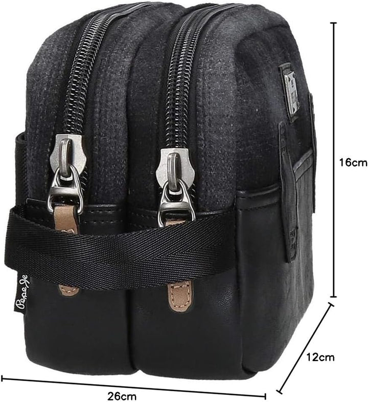 Pepe Jeans Scotch Anpassungsfähiger Vanity Case mit zwei Fächern Schwarz 26x16x12 cms Polyester und