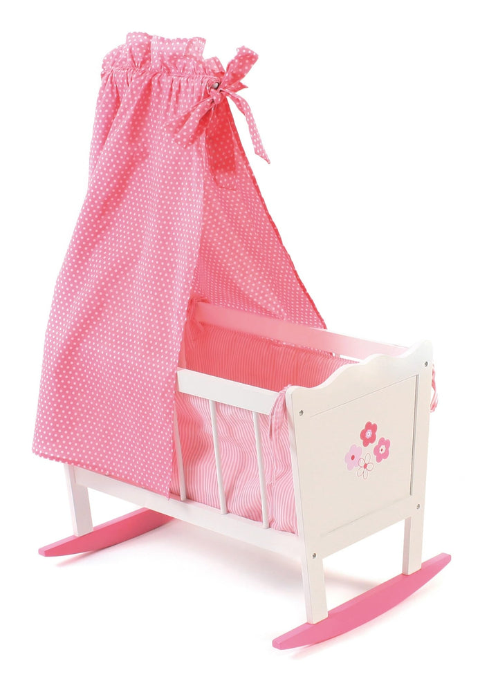 Bayer Chic 2000 - Puppenwiege, Wiege für Puppen, Puppenbett, Puppenmöbel, Puppenzubehör, Fiori, weis