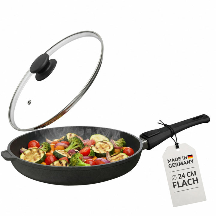 Lieblingspfanne Bratpfanne 24 cm Ø - flacher Rand 5 cm - Für alle Herdarten & Induktion - PFAS-frei