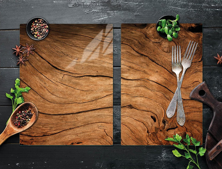 DarHaus Herdabdeckplatten tweiteilig 75x52 cm Ceranfeld Abdeckung Glas Spritzschutz Abdeckplatte Gla