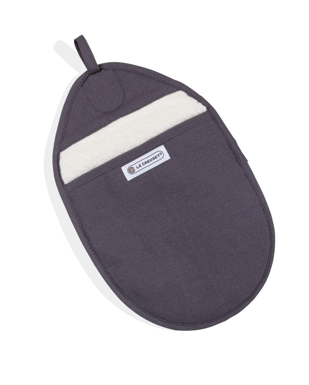 Le Creuset Topflappen mit extra Handgelenkschutz, Einheitsgrösse, Perlgrau, Baumwoll-Canvas Flint, F