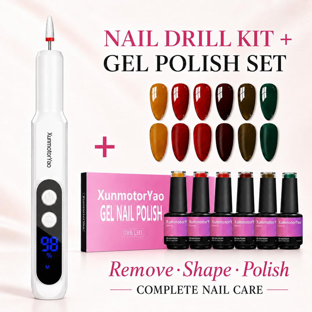 hes Nagelfeilen-Set, 11 in 1, wiederaufladbar, für Maniküre und Pediküre, mit 3 Geschwindigkeitsstuf