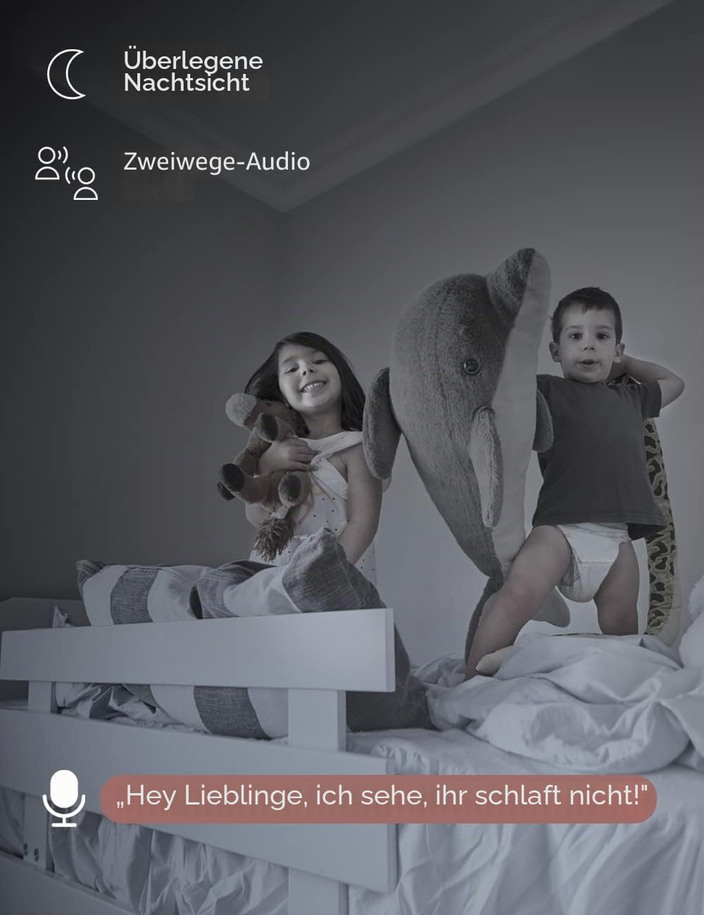 nooie Babyphone mit SD-Karte, Babyphone mit Kamera, 360°-Kamera, WLAN-Babykamera mit Telefon-App, AI