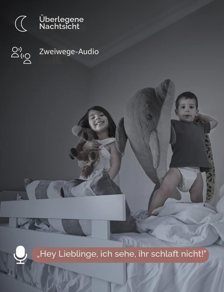 nooie Babyphone mit SD-Karte, Babyphone mit Kamera, 360°-Kamera, WLAN-Babykamera mit Telefon-App, AI