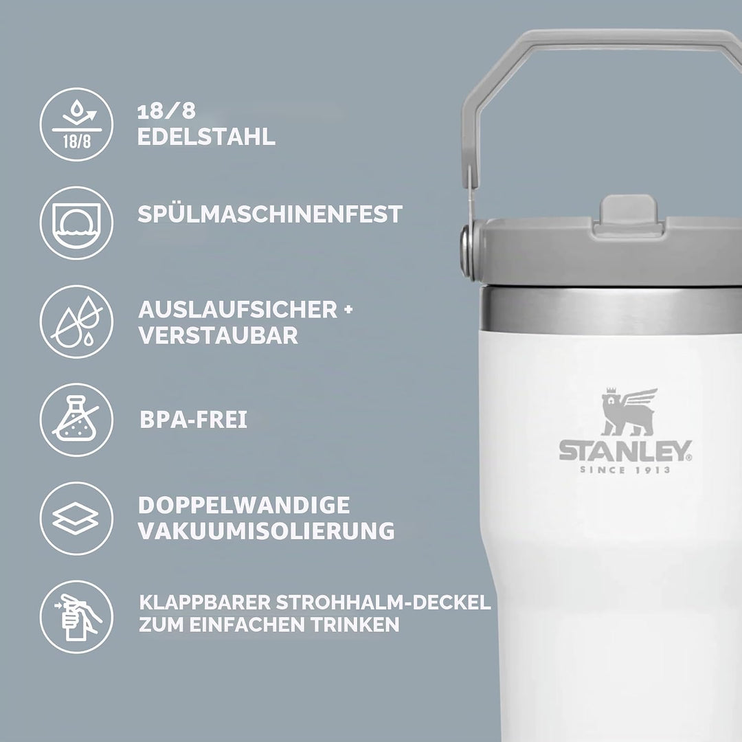STANLEY IceFlow Edelstahlbecher – vakuumisolierte Wasserflasche für Zuhause, Büro oder Auto, wiederv