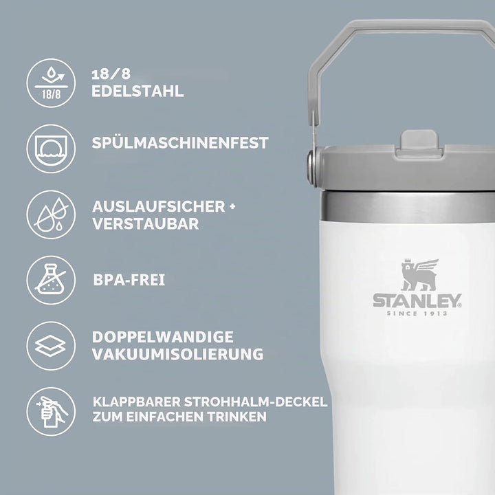 STANLEY IceFlow Edelstahlbecher – vakuumisolierte Wasserflasche für Zuhause, Büro oder Auto, wiederv