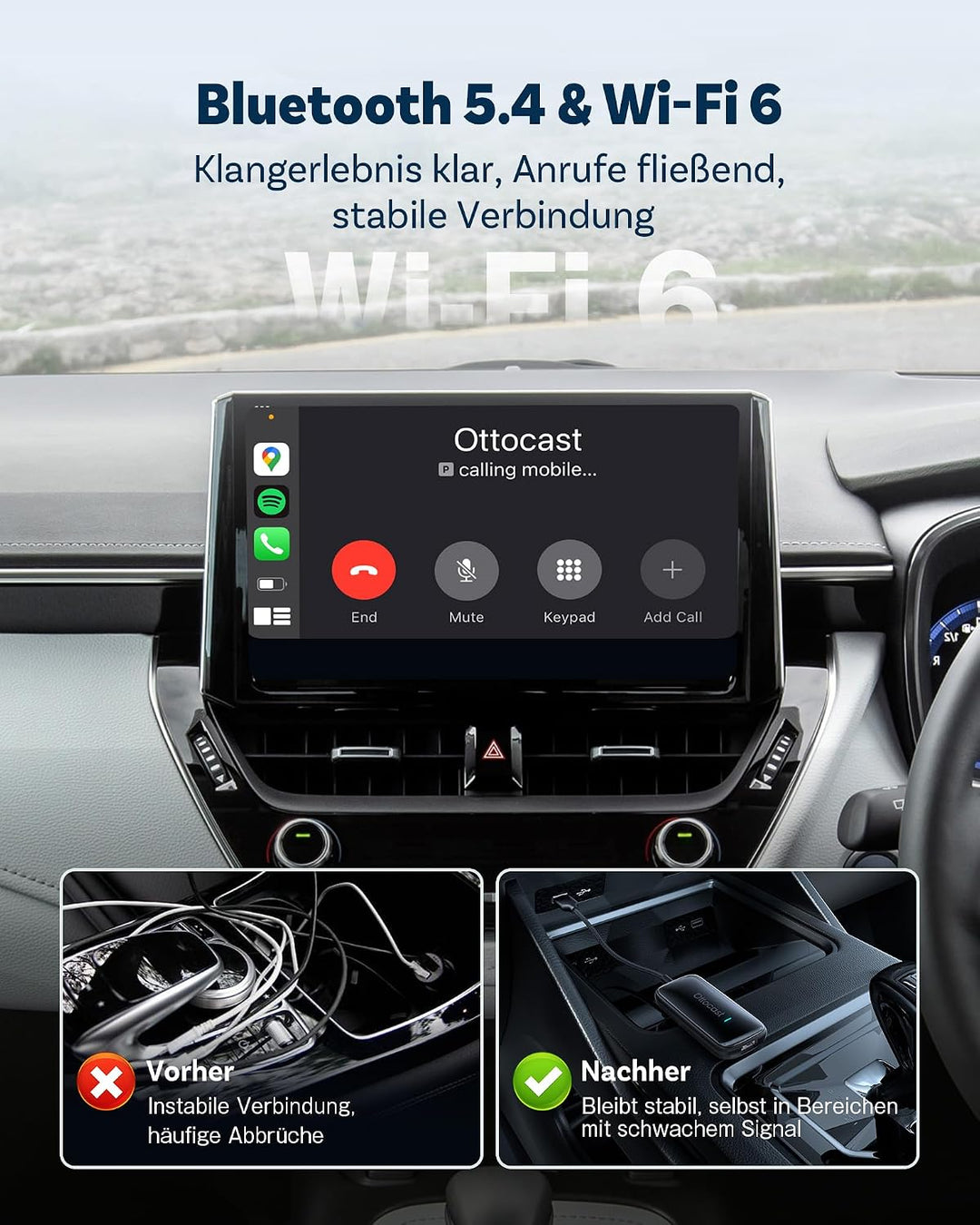 OTTOCAST Play2Video Ultra 2026 Upgrade, Wireless CarPlay Adapter AI Box mit YouTube, App Hub, bis zu
