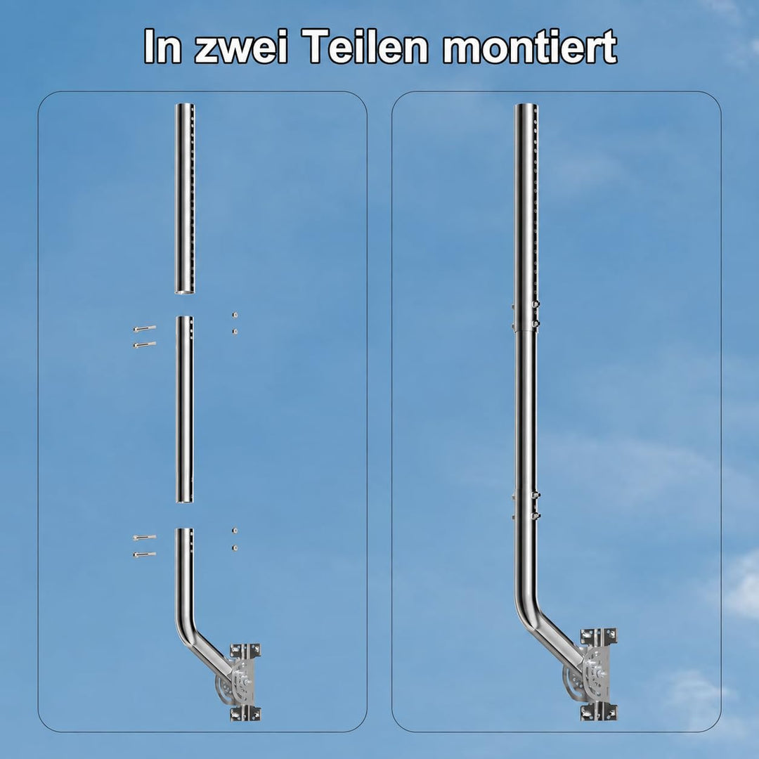 Universeller Antennenmast für Fernseh-, Satelliten-, Radio- und WLAN-Antennen - Verstellbarer Stände